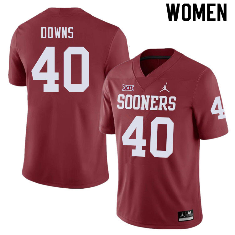 Women #40 Ethan Downs Oklahoma Sooners College Football Jerseys Sale-Crimson